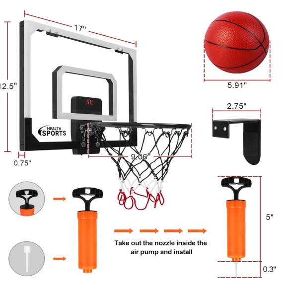 NEW Indoor Mini Basketball Hoop with Electronic Scoreboard – Over-the-Door Set - Picture 3 of 6